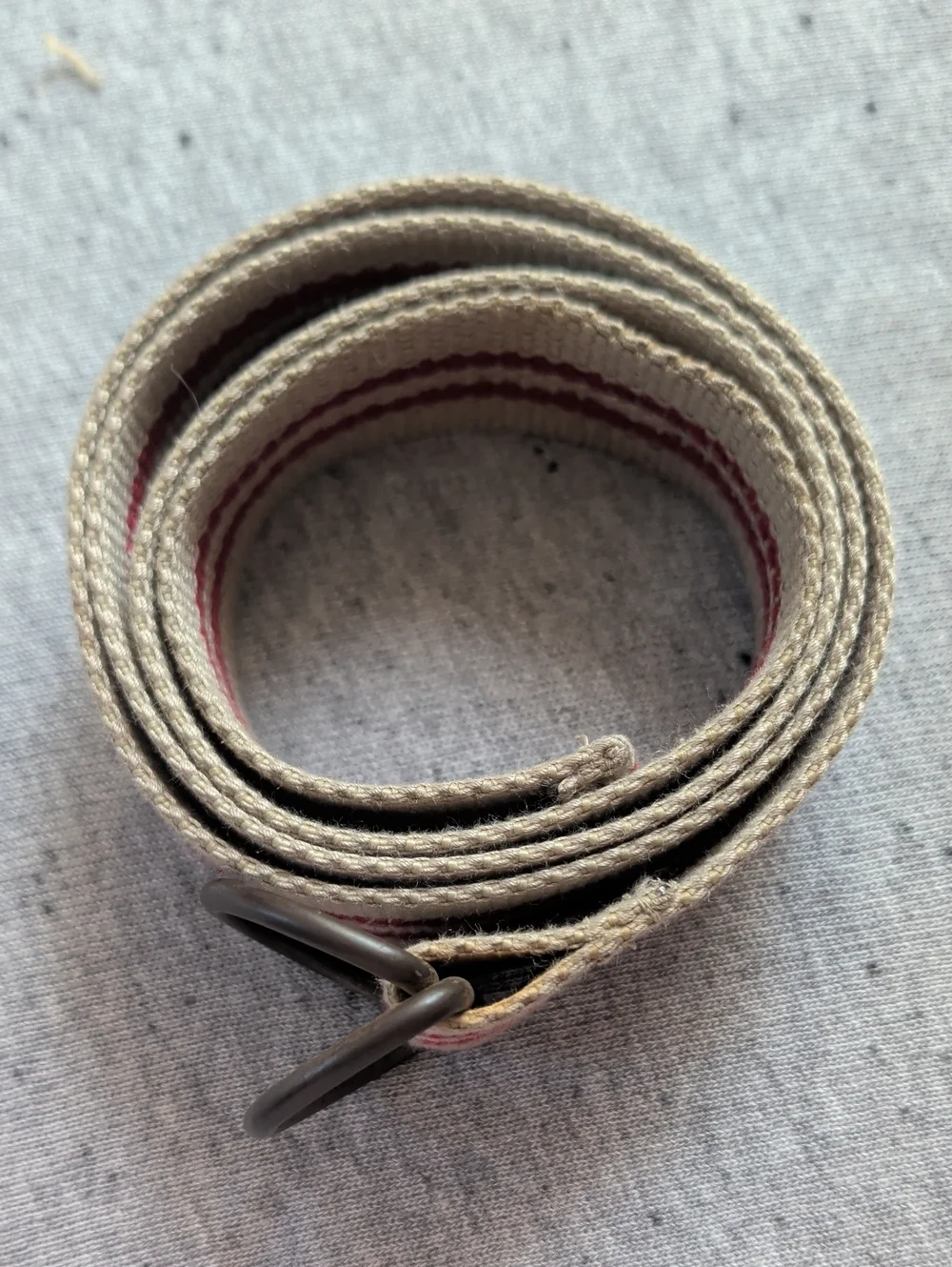 Canvas Belt Vintage Red Stripe Ring Buckle 44